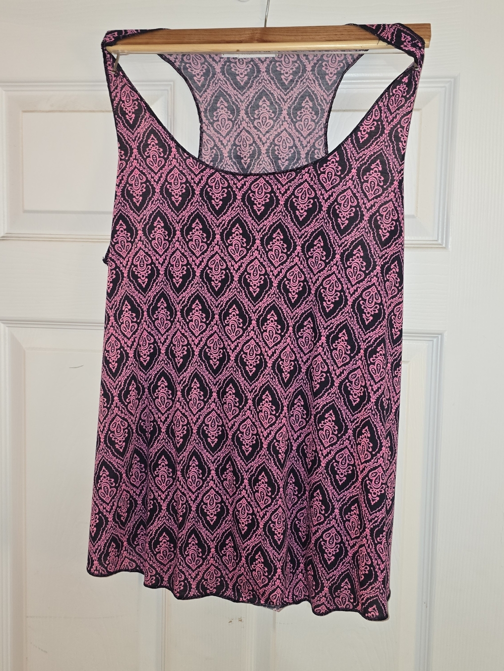 Maurices Black and Pink Printed Racerback Tank